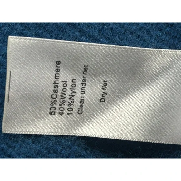 Celine Modele Depose Wool Cashmere Blend Sweater Coat Stunning Blue Buttons L - Picture 8 of 11